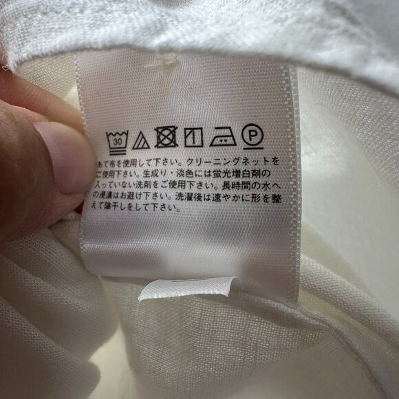 Uniqlo Linen Short Sleeve Button Up Blouse White GUC Women Size Small Hi Low Top - Picture 7 of 9